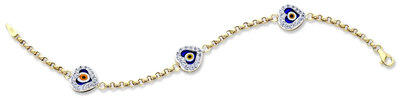 Beelo Gold 14K Altın Kalp Çocuk Nazar Bileklik CT018