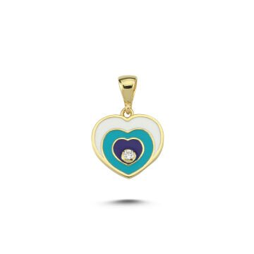 Beelo Gold 14K Alt Kalp Mineli Taşlı Kolye Ucu