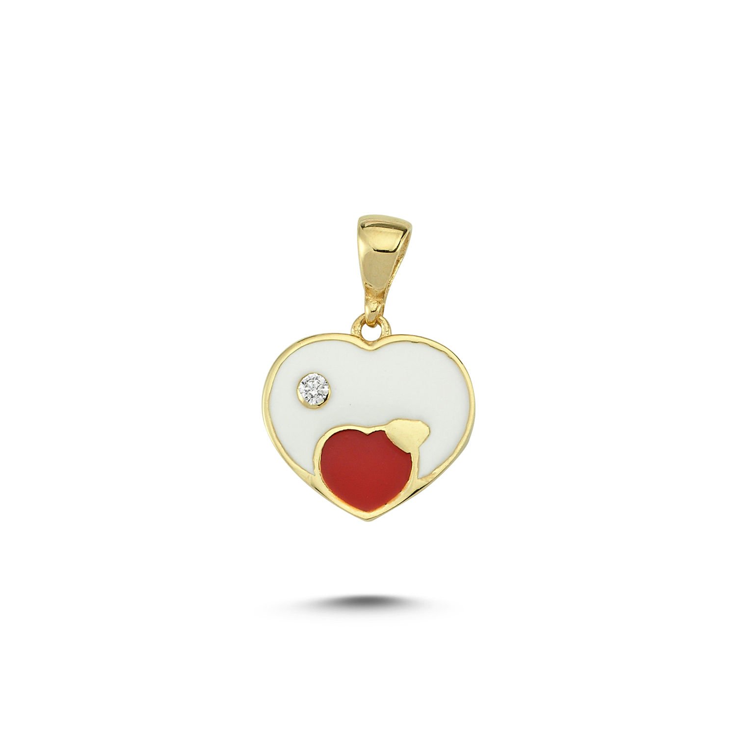 Beelo Gold 14K Alt Kalp Mineli Taşlı Kolye Ucu