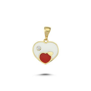 Beelo Gold 14K Alt Kalp Mineli Taşlı Kolye Ucu