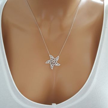 Beelo Silver Gümüş 925K Gümüş Baget Tasarım Yıldız Kolye