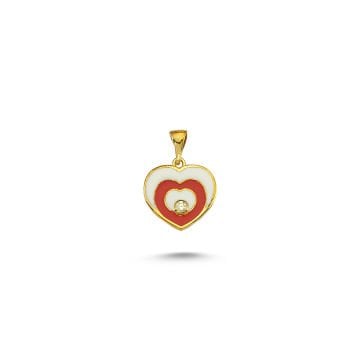 Beelo Gold 14K Alt Kalp Mineli Taşlı Kolye Ucu