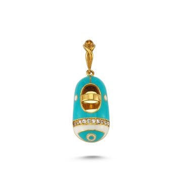 Beelo Gold 14K Altın Ayakkabı Mineli Taşlı Kolye Ucu