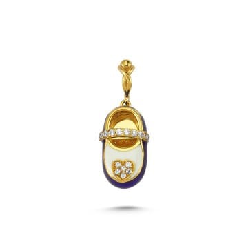 Beelo Gold 14K Altın Ayakkabı Mineli Taşlı Kolye Ucu
