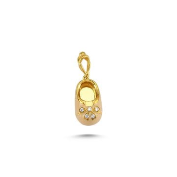 Beelo Gold 14K Altın Terlik Mineli Taşlı Kolye Ucu