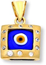 Beelo Gold 14K Altın Nazar Kare Kolye Ucu
