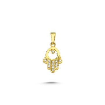 Beelo Gold 14K Altın Fatma Ana Eli Taşlı Kolye Ucu