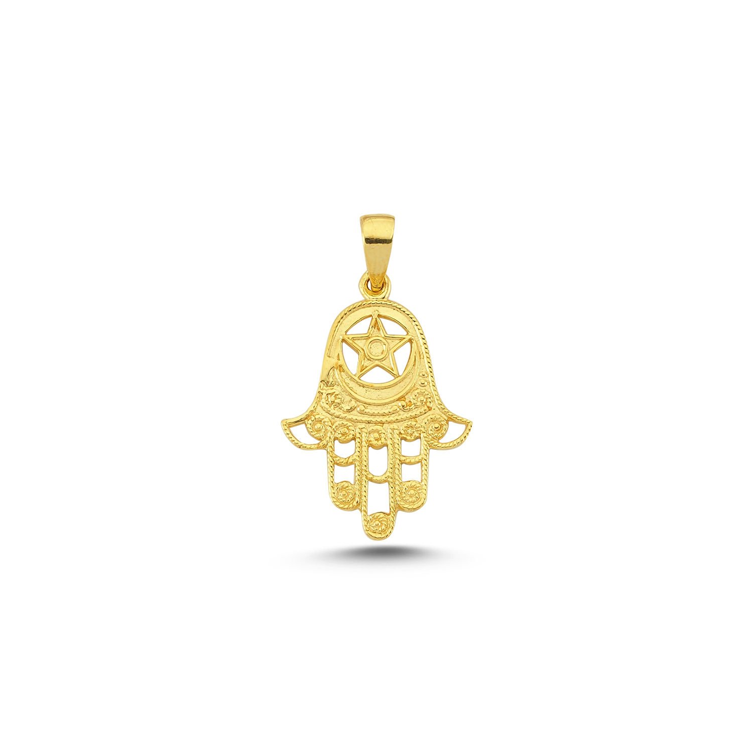 Beelo Gold 14K Altın Fatma Ana Eli Motifli Kolye Ucu