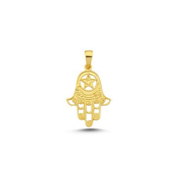 Beelo Gold 14K Altın Fatma Ana Eli Motifli Kolye Ucu