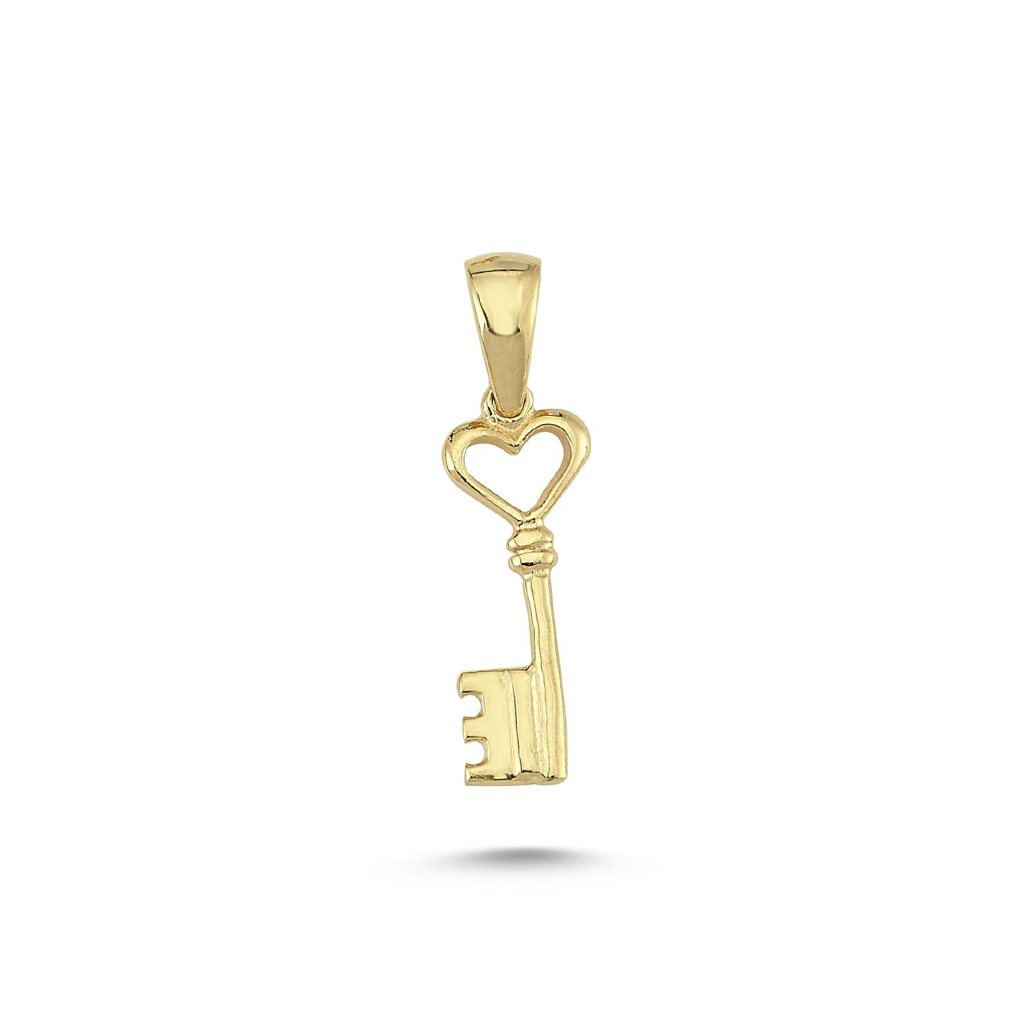 Beelo Gold 14K Altın Anahtar Kalp Kolye Ucu