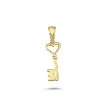 Beelo Gold 14K Altın Anahtar Kalp Kolye Ucu