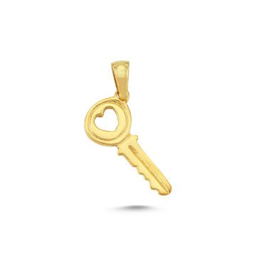 Beelo Gold 14K Altın Anahtar Kalp Kolye Ucu
