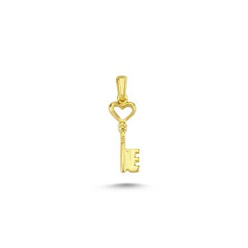 Beelo Gold 14K Altın Anahtar Kalp Kolye Ucu