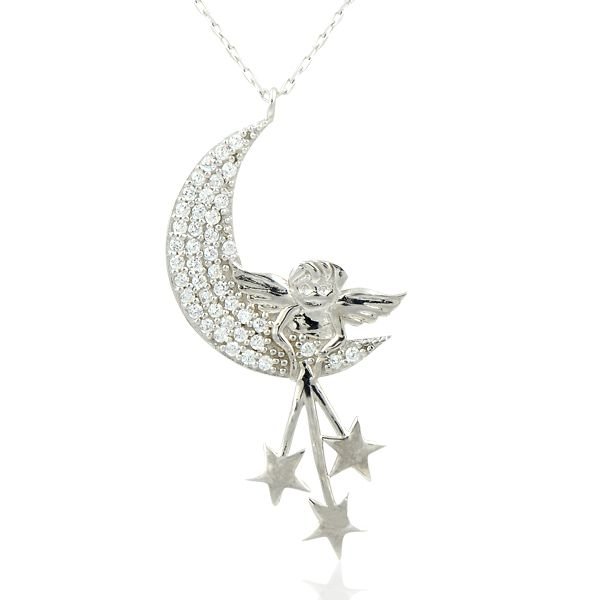 Beelo Silver 925K Gümüş Melek Ay Yıldız Kolye BSKL246