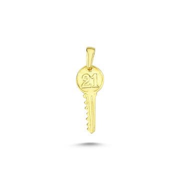 Beelo Gold 14K Altın Anahtar Kalp 21 Kolye Ucu