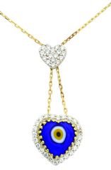 Beelo Gold 14K Altın Nazar Kalp Gerdanlık BGGG007