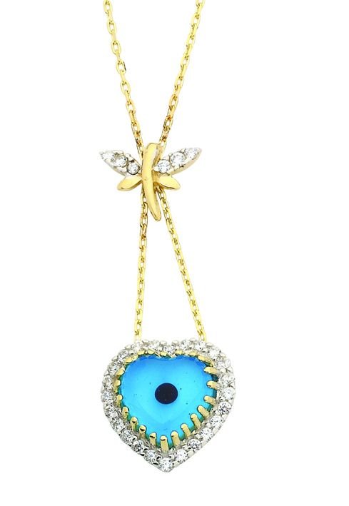 Beelo Gold 14K Altın Nazar Yusufcuk Kalp Gerdanlık BGGG008