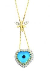 Beelo Gold 14K Altın Nazar Yusufcuk Kalp Gerdanlık BGGG008
