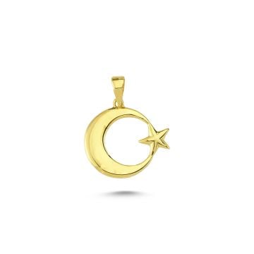 Beelo Gold 14K Altın Ay Yıldız Kolye Ucu