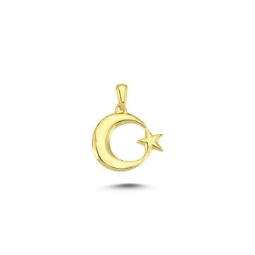 Beelo Gold 14K Altın Ay Yıldız Kolye Ucu