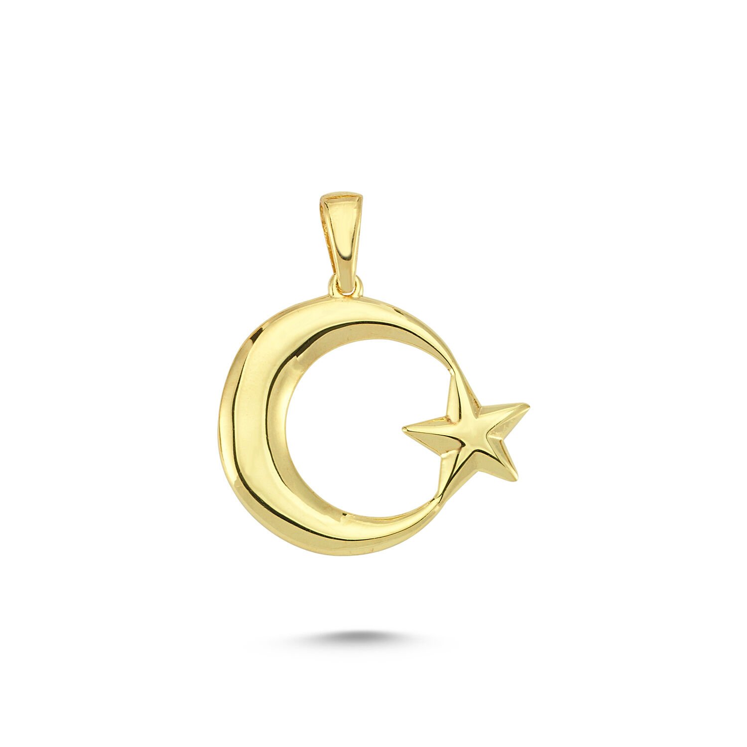 Beelo Gold 14K Altın Ay Yıldız Kolye Ucu