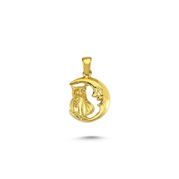 Beelo Gold 14K Altın Baykuş ve Aydaki Dede Kolye Ucu