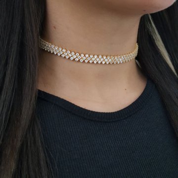 925K Gümüş Abiye  Choker Kolye