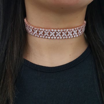 925K Gümüş Abiye  Choker Kolye