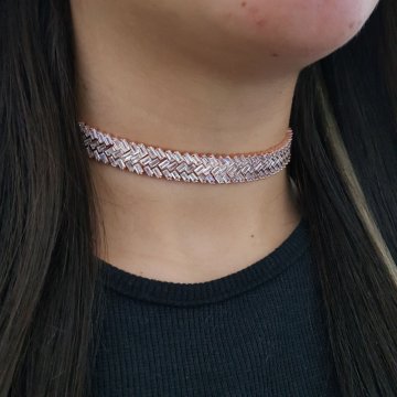 925K Gümüş Abiye  Choker Kolye