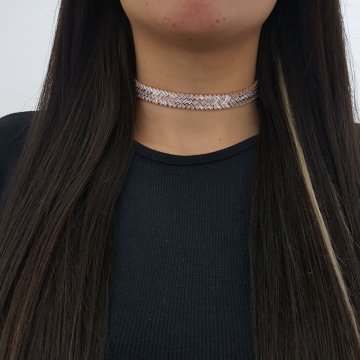 925K Gümüş Abiye  Choker Kolye