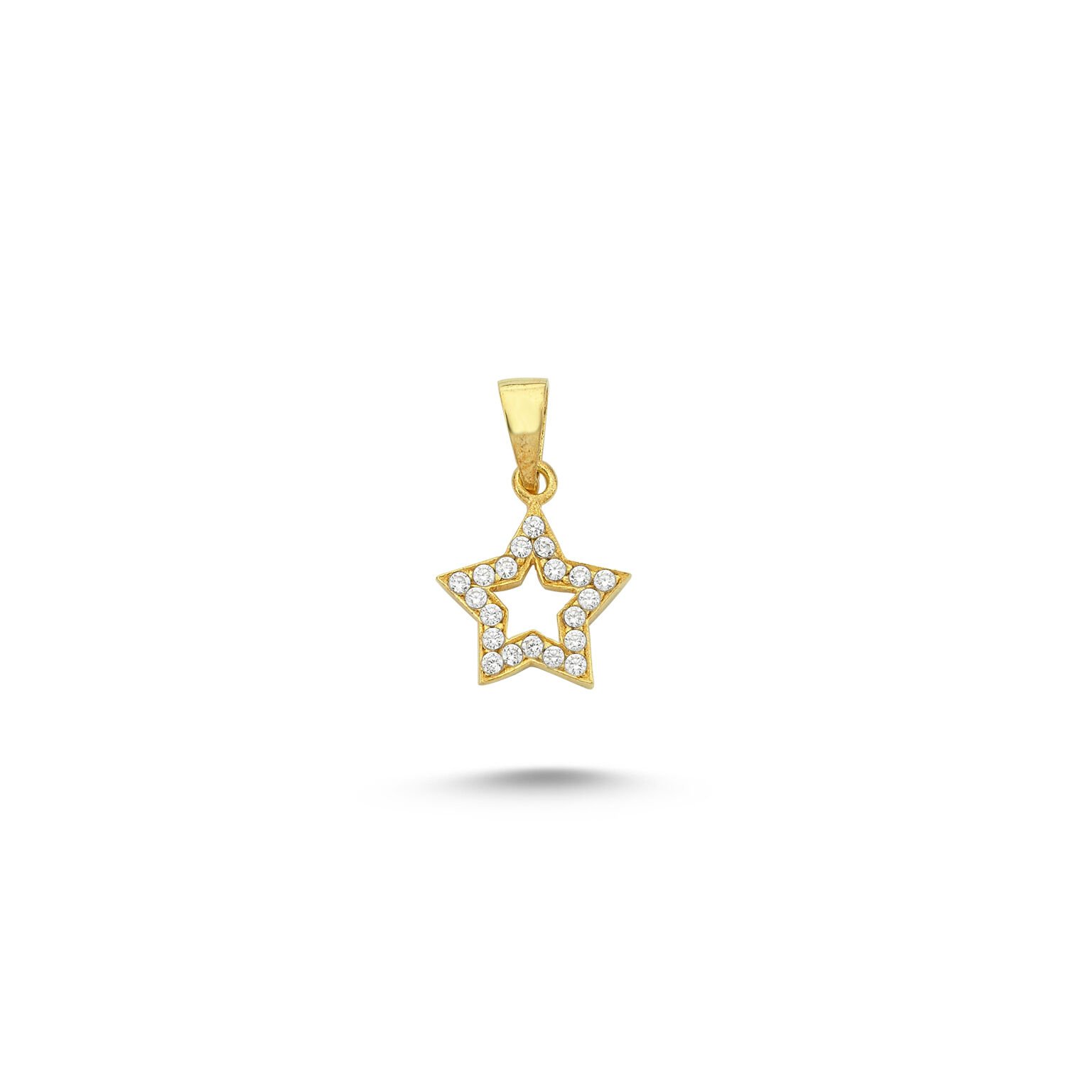 Beelo Gold 14K Altın Yıldız Minimal Taşlı Kolye Ucu