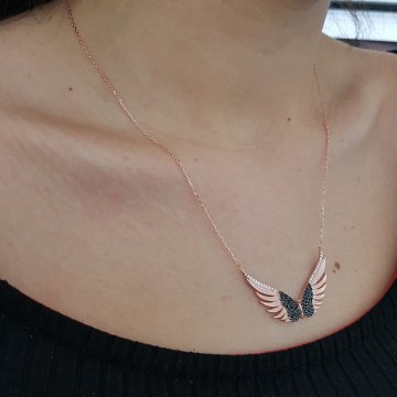 Altın Kaplama 925K Gümüş  Kanat  Kolye