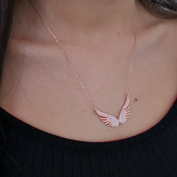 Altın Kaplama 925K Gümüş  Kanat  Kolye