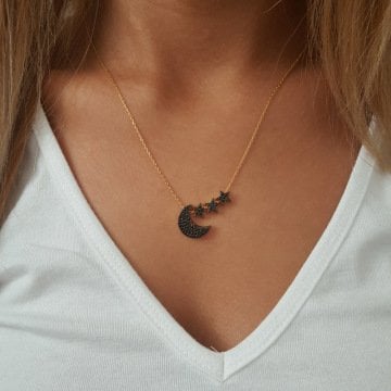 Beelo Silver Gümüş 925K Gümüş Tasarım Ay Yıldız Kolye