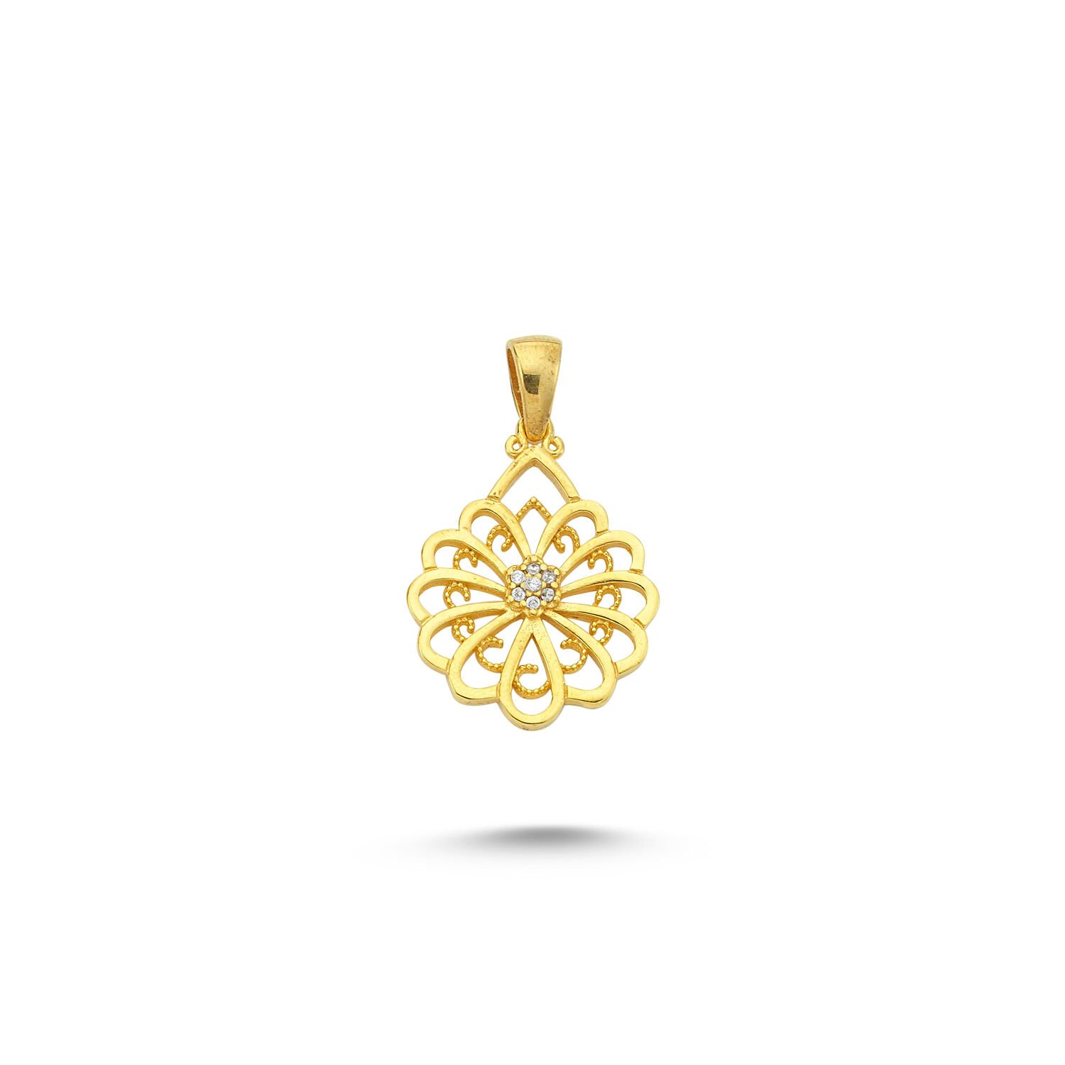 Beelo Gold 14K Altın Zarif Taşlı Kolye Ucu