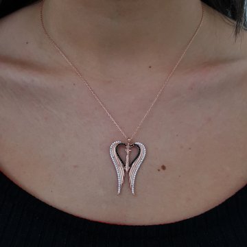 Altın Kaplama 925K Gümüş Kılıç  Kanat  Kolye
