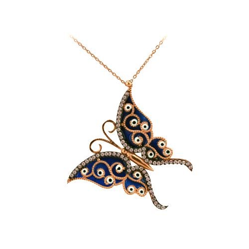 Beelo Silver Sarı Altın K. 925K Gümüş Kelebek Kolye BGDLC003