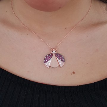 Altın Kaplama 925K Gümüş Uğur Böceği İsim  Kolye