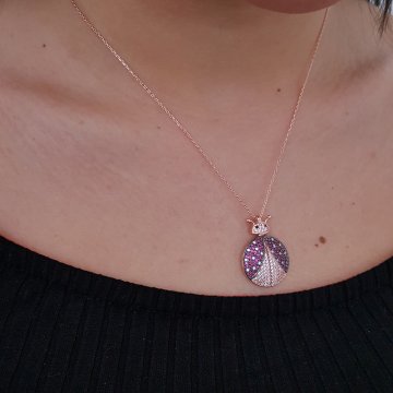 Altın Kaplama 925K Gümüş Uğur Böceği İsim  Kolye