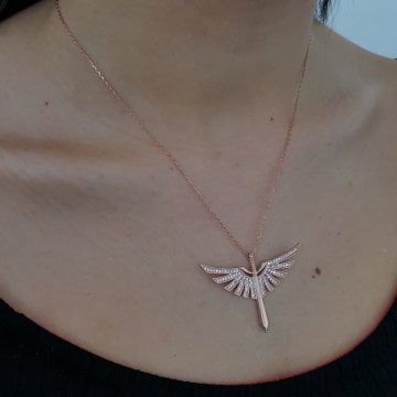 Altın Kaplama 925K Gümüş Kılıç Kanat  Kolye