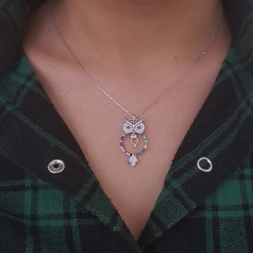 Altın Kaplama 925K Gümüş Baykuş Kolye