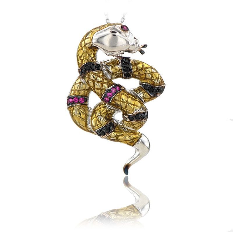 Beelo Gold 14K Altın Taşlı Kobra Yılanı Kolye