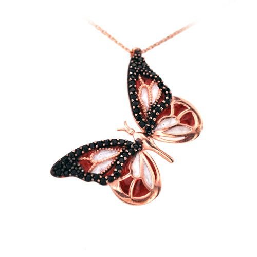 Beelo Silver Rose Altın K. 925K Gümüş Kelebek Kolye SNC1528