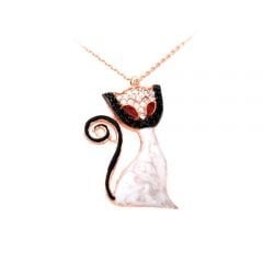 Beelo Silver Rose K.Altın K. 925K Gümüş Kedi Kolye SNC1582