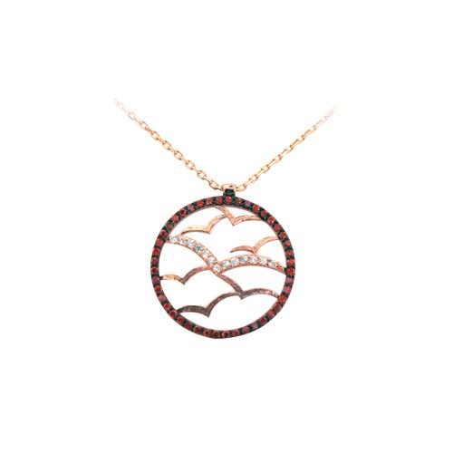 Beelo Silver Rose K.Altın K. 925K Gümüş Taşlı Martı Kolye SNC1559