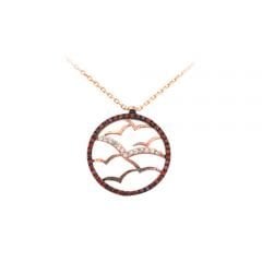 Beelo Silver Rose K.Altın K. 925K Gümüş Taşlı Martı Kolye SNC1559