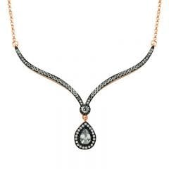 Beelo Silver Rose Altın K. 925K Gümüş Elmas Damla Taşlı Kolye