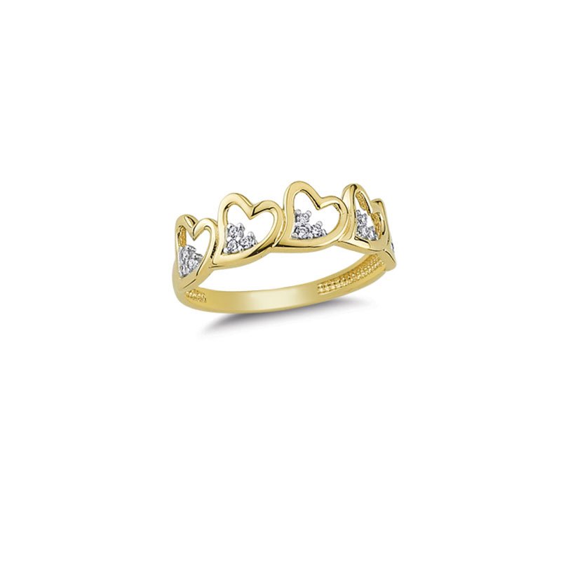 Beelo Gold 14K Altın Taşlı Kalp Yüzük