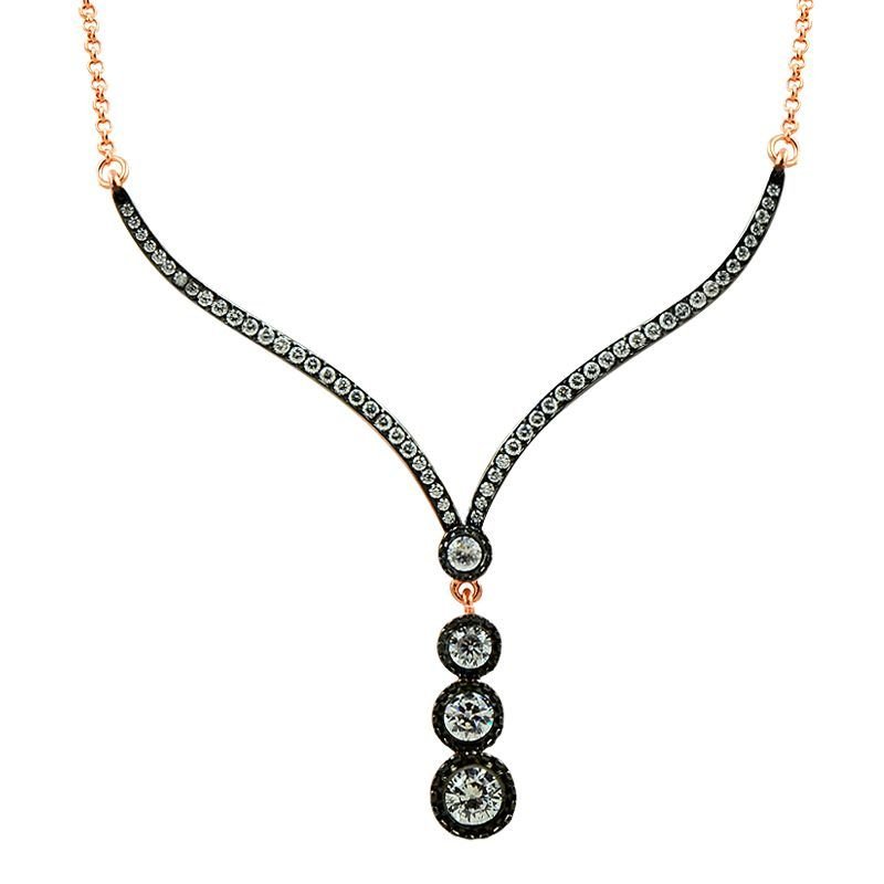 Beelo Silver Rose Altın K. 925K Gümüş Elmas Tria Taşlı Kolye