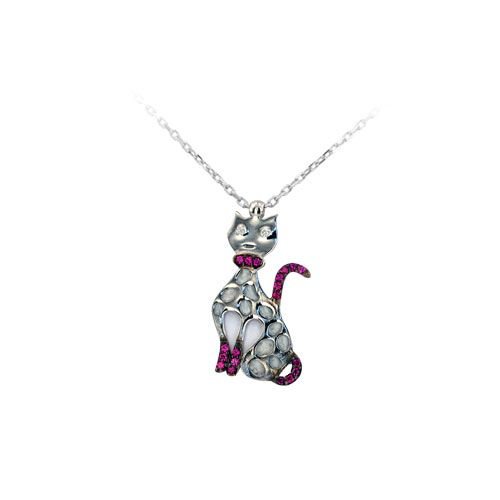 Beelo Silver 925K Gümüş Süslü Kedi Kolye SNC1564